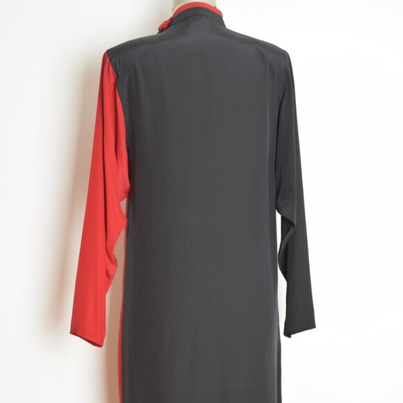 vintage 80s dress black red color block futuristic mod modest space age M - Picture 8 of 9